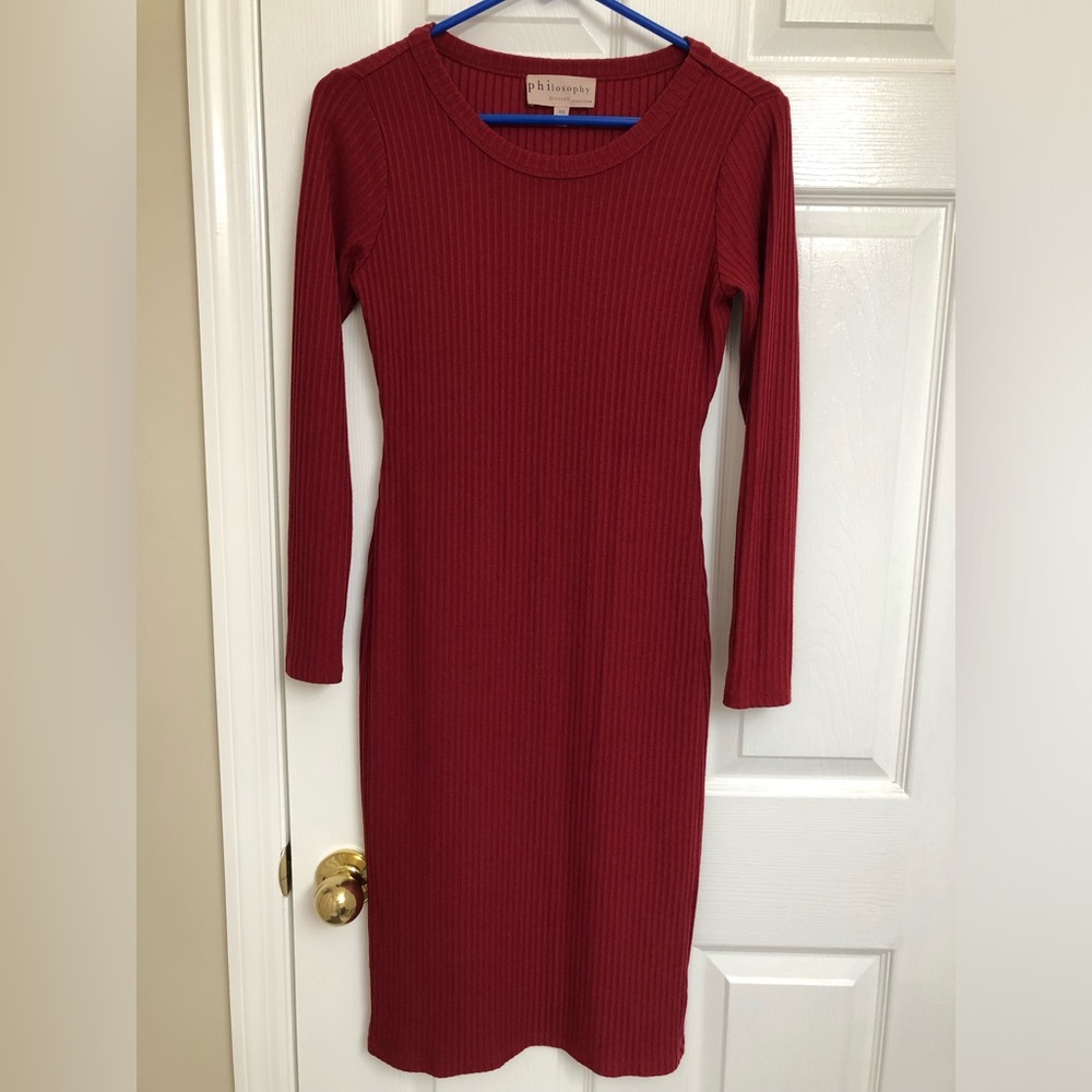 Philosophy Long Sleeve Red Dress